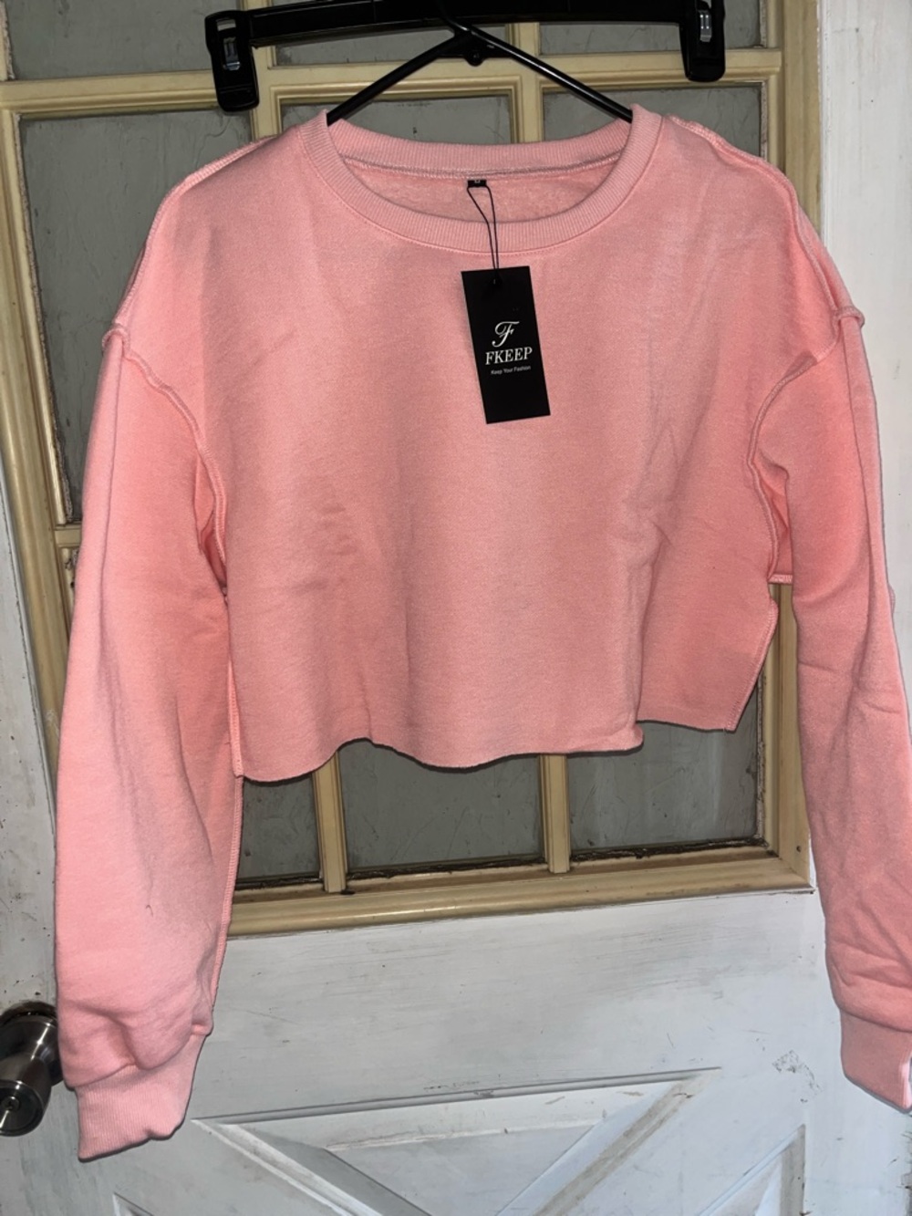 NWT Pink Cropped Crewneck Sweatshirt
